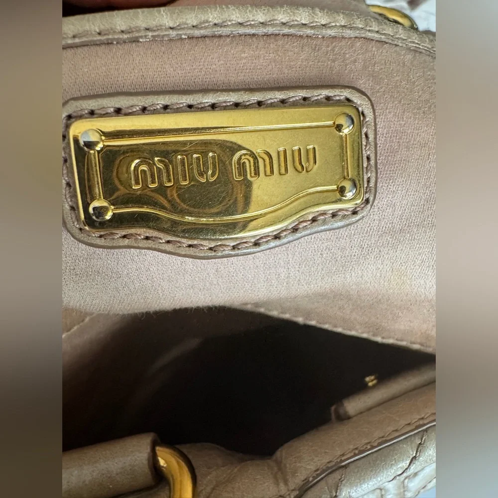 Miu Miu Beige Quilted Satchel, Rare - Picture 8 of 9